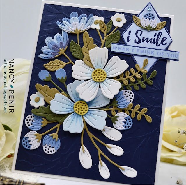 a close up of a card with flowers on it