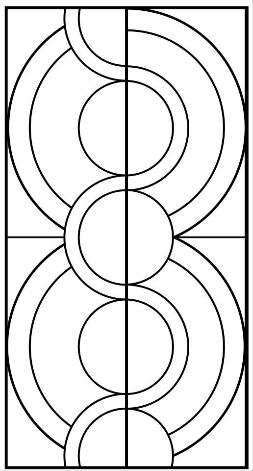 an art nouveau design with circles and lines in the center, as well as a rectangle