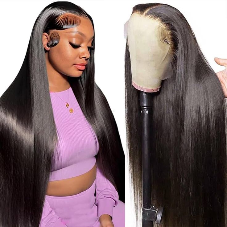 PRICES MAY VARY. 【Straight Lace Front Wigs Human Hair Material】13x6 lace front wigs human hair Pre Plucked,100% unprocessed Brazilian virgin Human Hair material was collected from young healthy girls head directly, Full Cuticle Aligned,no chemical processing. 【13x6 Frontal Wigs Human Hair Quality】250% density HD lace front wigs human hair 13x6 frontal lace wig,Full and Thick,13x6 HD Transparent lace ,big parting space more natural and Realistic Look,You can make the hair style as you like. 【13x6 Frontal Lace Wig, Straight Lace Front Wig, Lace Front Wigs Human Hair, Brazilian Remy Hair, Wig Human Hair, Straight Lace Front Wigs, Colored Wigs, Healthy Girl, Hair Quality