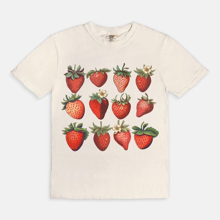 Strawberry Tee Basic Organic Cotton T-shirt With Graphic Print, Unisex Casual T-shirt With Sublimation Print, Casual Unisex T-shirt With Sublimation Print, Unisex Casual Top With Sublimation Print, Oversized Cotton T-shirt With Sublimation Print, Organic Cotton Graphic Tee With Funny Print, Retro T-shirt With Sublimation Print, Relaxed Fit, Trendy Relaxed Fit T-shirt With Sublimation Print, Retro Relaxed Fit T-shirt With Sublimation Print