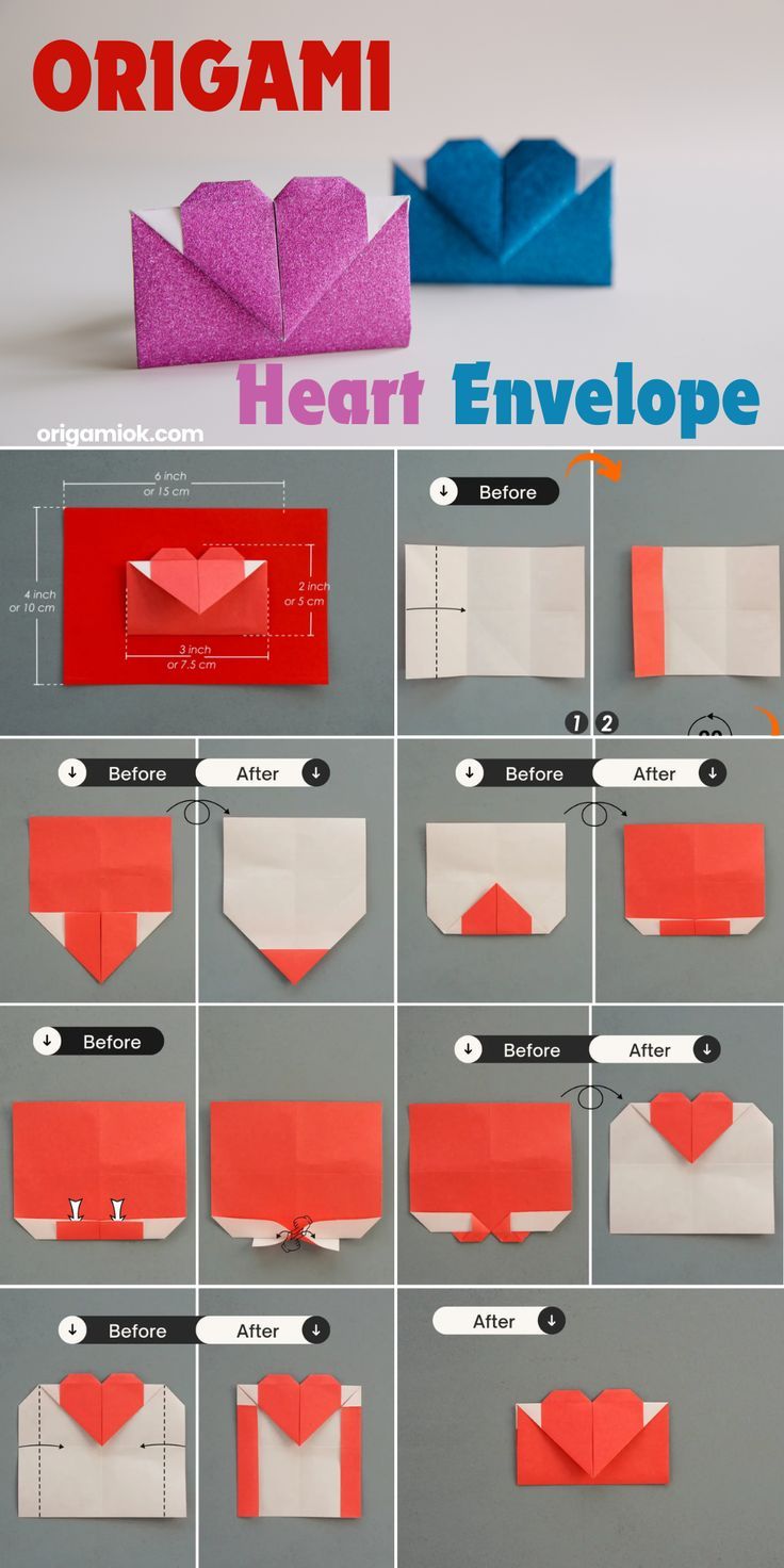 how to make an origami heart envelope - step by step instructions for beginners