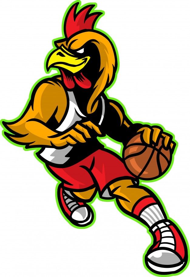 a cartoon bird with a basketball in its hand and wearing red shorts, holding a ball