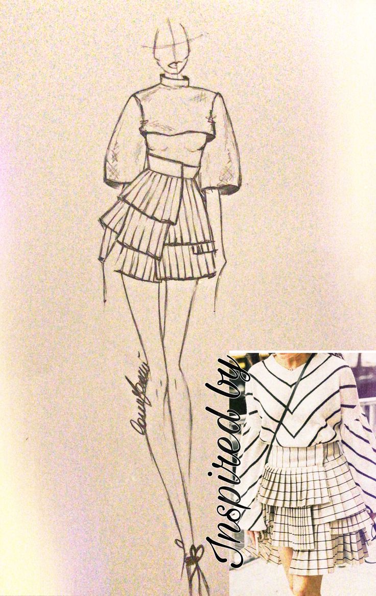 a drawing of a woman's dress and shoes