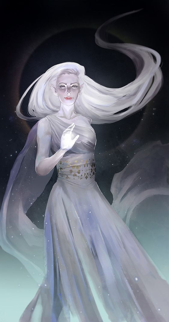 a woman with white hair is dressed in an ice queen dress and holding a wand