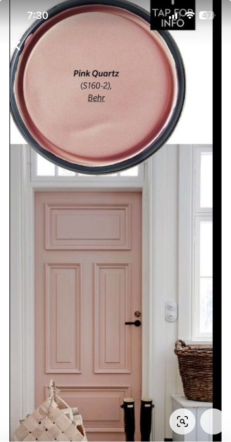 Beautiful Interior Paint Colors, Magnolia Paint Pink, Small Pink Bathroom Ideas Paint, Painted Pink Bathroom, Bubble Shell Behr Paint, Feminine Design Interiors, Eastern Bamboo Behr Paint, Behr Ballet Rose, Pink Quartz Paint Color