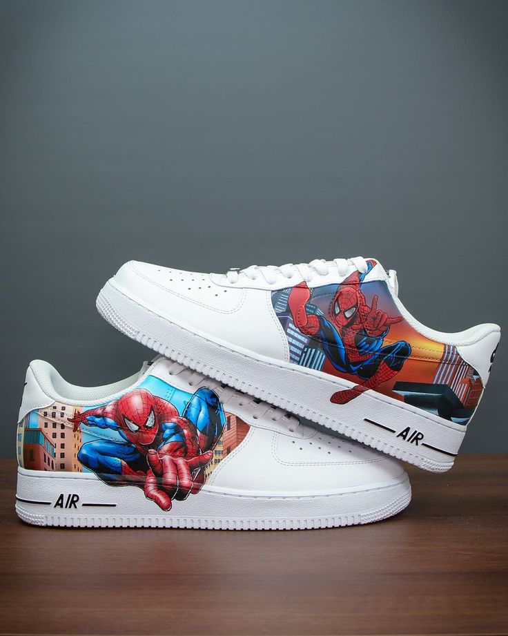 Spider-Man Air Force 1 Custom Check more at https://danielcustoms.com/product/spider-man-air-force-1-custom-21/ Painted Air Forces, Spiderman Custom, Custom Af1, Air Force 1 Custom, Custom Air Force 1, Air Force One, Spiderman Homecoming, Leather Paint, Force One