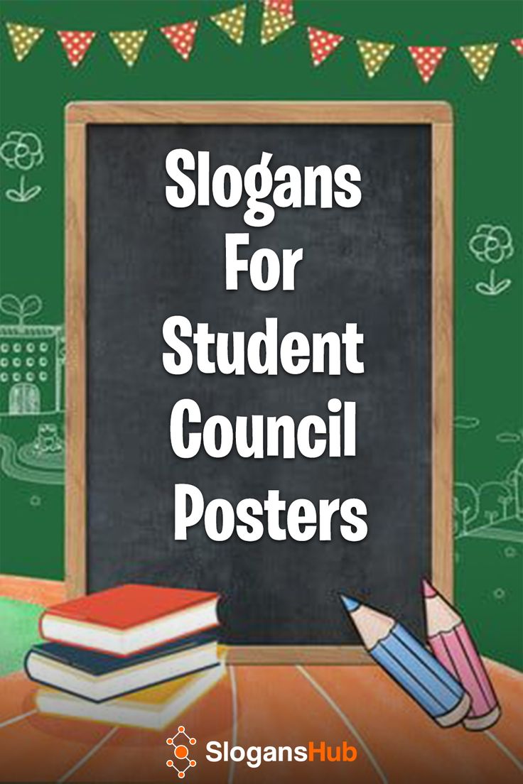 a blackboard with the words slogans for student council posters