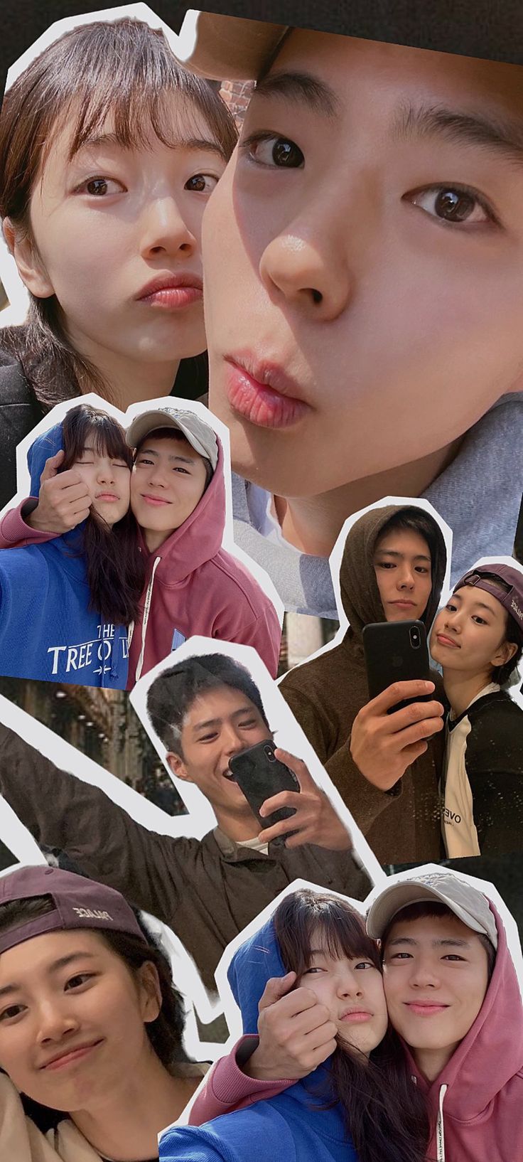 the collage shows people taking pictures with their cell phones