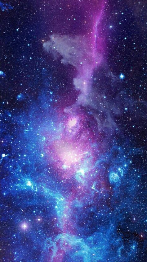 an image of the galactic sky with stars and planets in blue, purple and pink