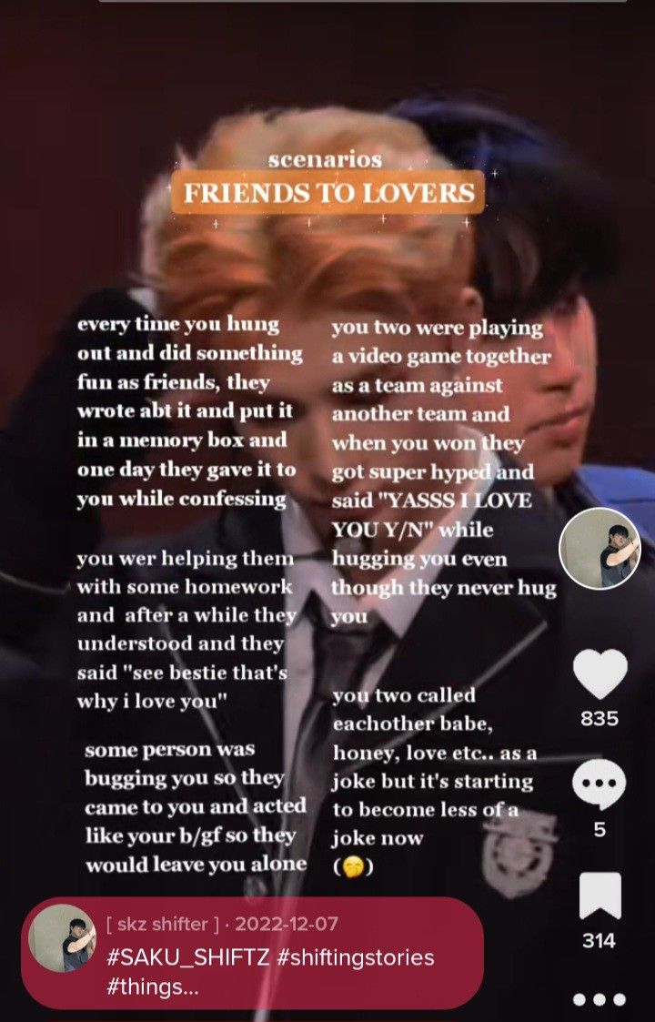 the back cover of an app for friends to lovers, which features two people in conversation