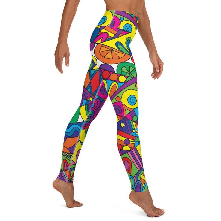 Rainbow Doodles Yoga Pants Leggings | Etsy Playful Stretch Activewear For The Gym, Playful Stretch Activewear For Yoga, Playful Fitted Activewear For Yoga, Playful Stretch Workout Leggings, Playful Multicolor Activewear For Workout, Multicolor High Stretch Yoga Pants, Playful Stretch Multicolor Activewear, High Stretch Multicolor Yoga Pants, Playful Multicolor Stretch Activewear