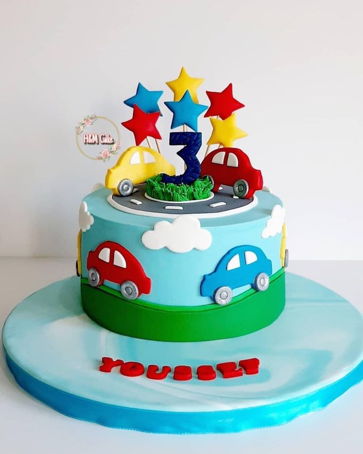 Vehicle Themed Birthday Cake, Cake With Cars Boys, Birthday Cake Cars Boy, Car Cakes For Boys Birthday For Kids, Transportation Cakes For Boys, Car Cake Designs For Kids, Car Theme Cake Boys, Car Theme Cake For Kids, Car Themed Birthday Cake