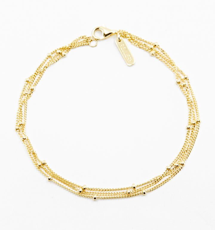 Gold Bracelet, Stacking Gold Bracelet – Rellery Gold Adjustable Double Strand Beaded Bracelets, Adjustable Gold Beaded Chain Rosary Bracelet, Adjustable Gold Beaded Rosary Bracelet, Adjustable Gold Bracelet For Layering, Gold Bracelets With Round Beads For Layering, Gold Multi-strand Beaded Bracelet As Gift, Gold Beaded Chain Bracelet For Everyday, Adjustable Gold Charm Bracelet With Beaded Chain, Adjustable Gold Bracelet With Beaded Chain