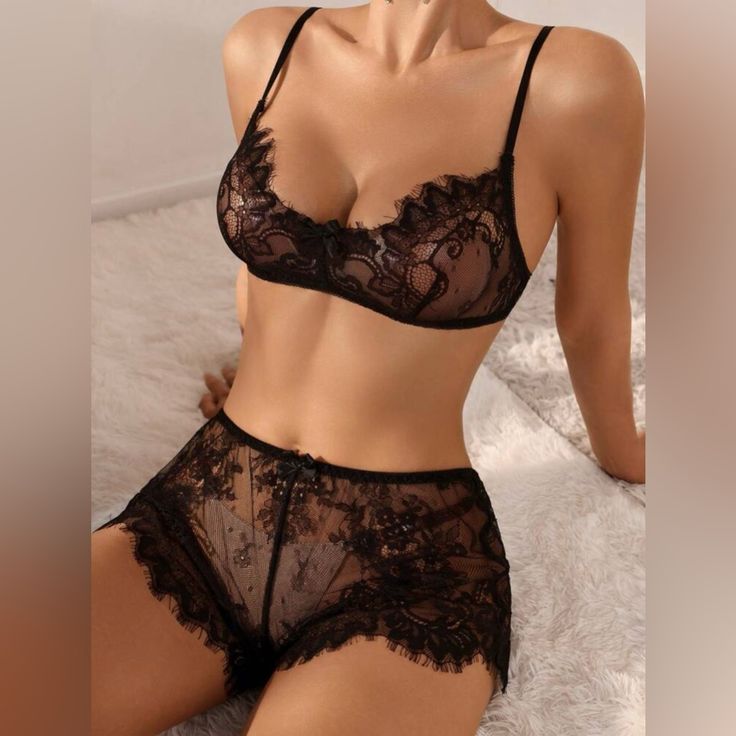 Nwtonly Tried On The Bra. Super Cute Set. The Bra Didn’t Fit Me Correctly. Ordered Without Paying Attention To The No-Return Policy. See Threw Bra, See Threw, Sleepwear Black, Lace Bra Set, Cute Bras, Lace Set, Paying Attention, Cute Sets, Bra Set