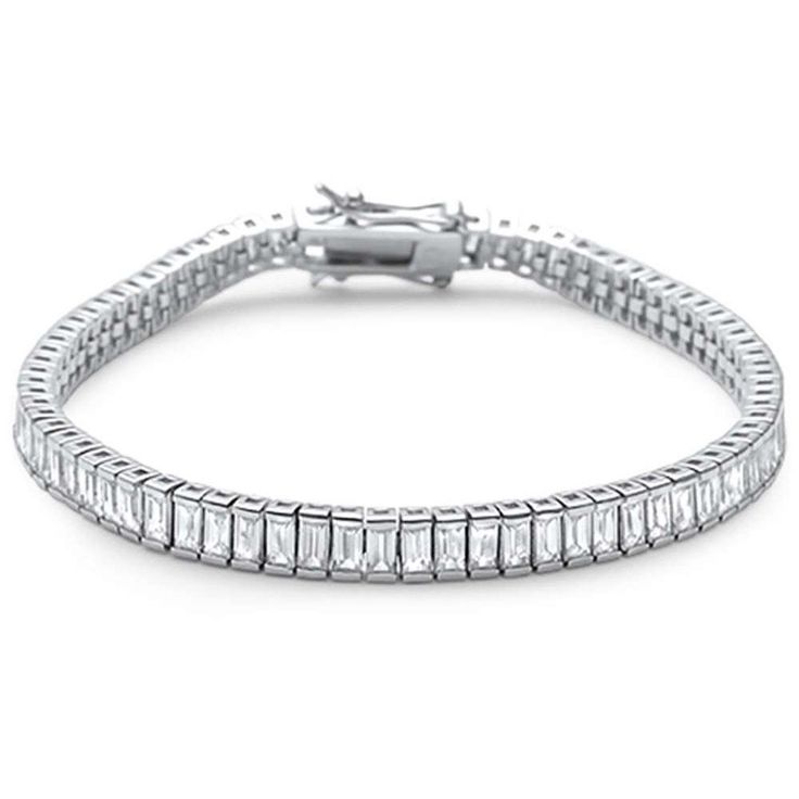 Item Specifications: Bracelet Length: 7".Metal Type: Sterling Silver. Metal Stamp or Hallmark: .925 Gift box included. Excellent Gift. Highest quality guaranteed, if not your money back. Baguette Bracelet, Bracelet Colors, Silver Tennis Bracelet, Half Bezel, Bracelet Elegant, Trendy Fashion Jewelry, Sterling Bracelets, Fashion Jewelry Necklaces, Tennis Bracelet