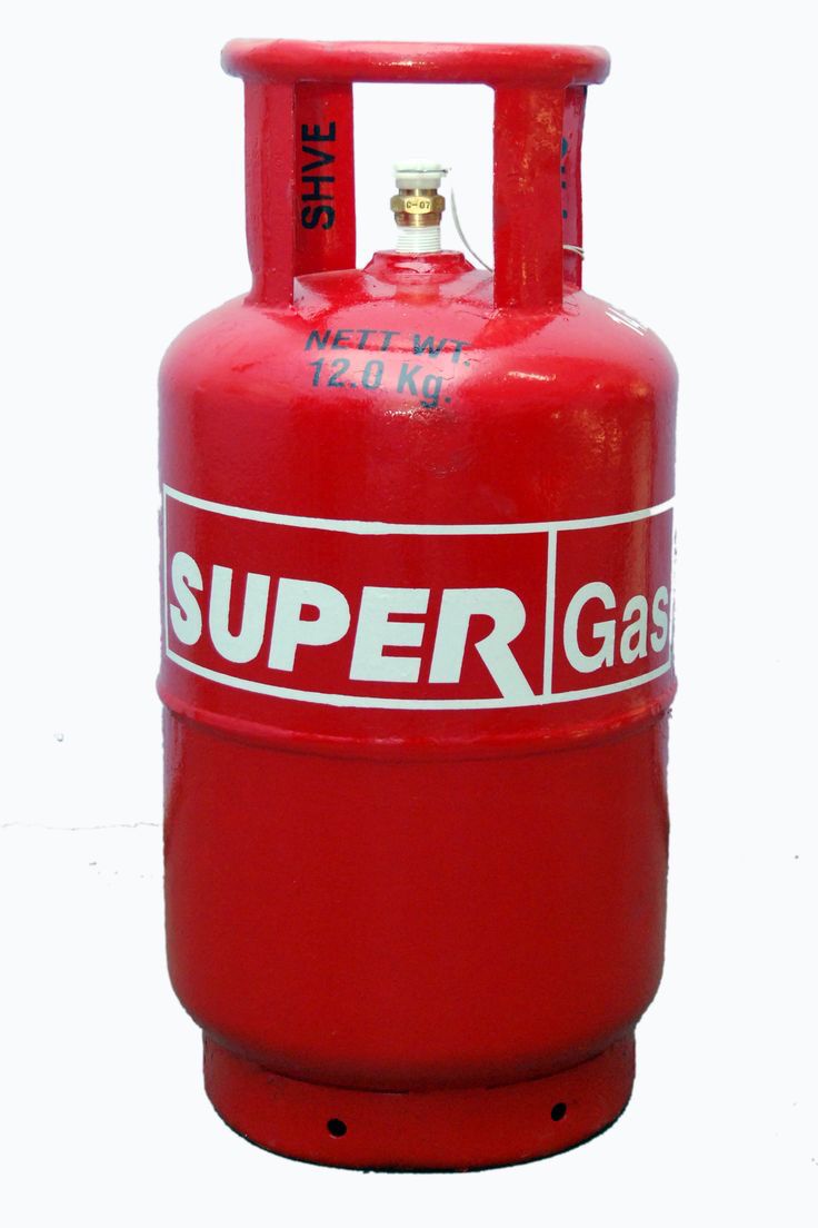 a red propane tank with the words super gas on it