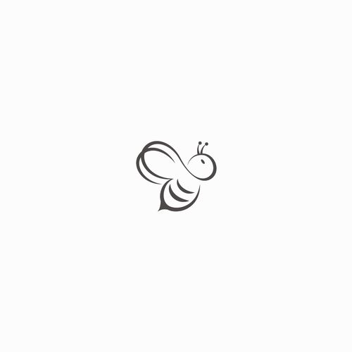 a black and white drawing of a bee