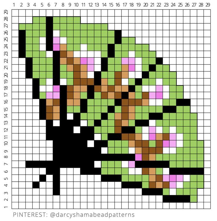 a cross stitch pattern with an image of a tree