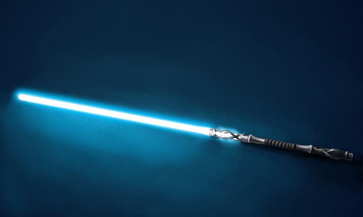 a star wars light saber is shown in the middle of the image with blue lights