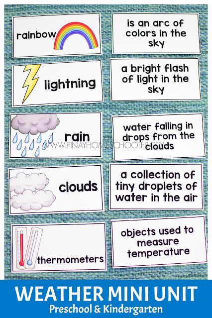 weather mini unit for kids to use in the classroom