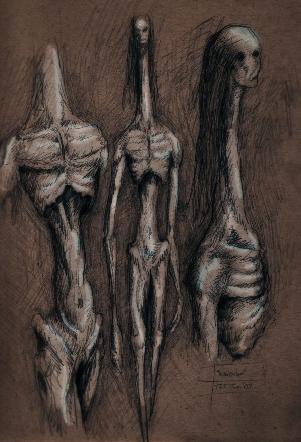 an image of two human bodies with arms and legs drawn in charcoal on brown paper