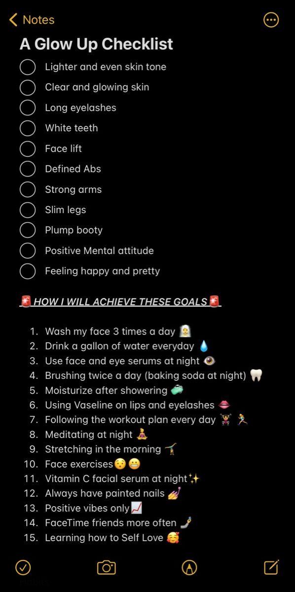 Glow Up Notes, Glowup Checklist, Glow Up Checklist, Summer Body Workout Plan, Glow Ups, Positive Mental Attitude, Self Care Bullet Journal, Vie Motivation, Baddie Tips