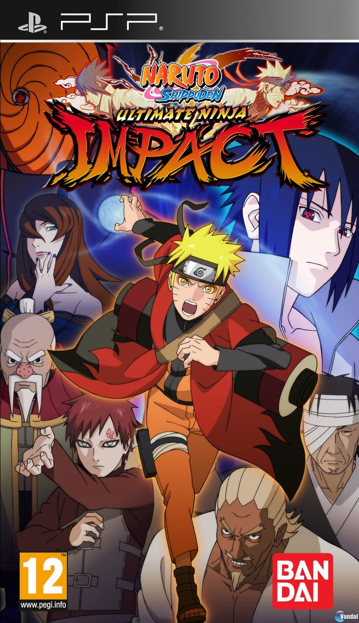 the cover art for naruto ultimate ninja impact, with all characters in front