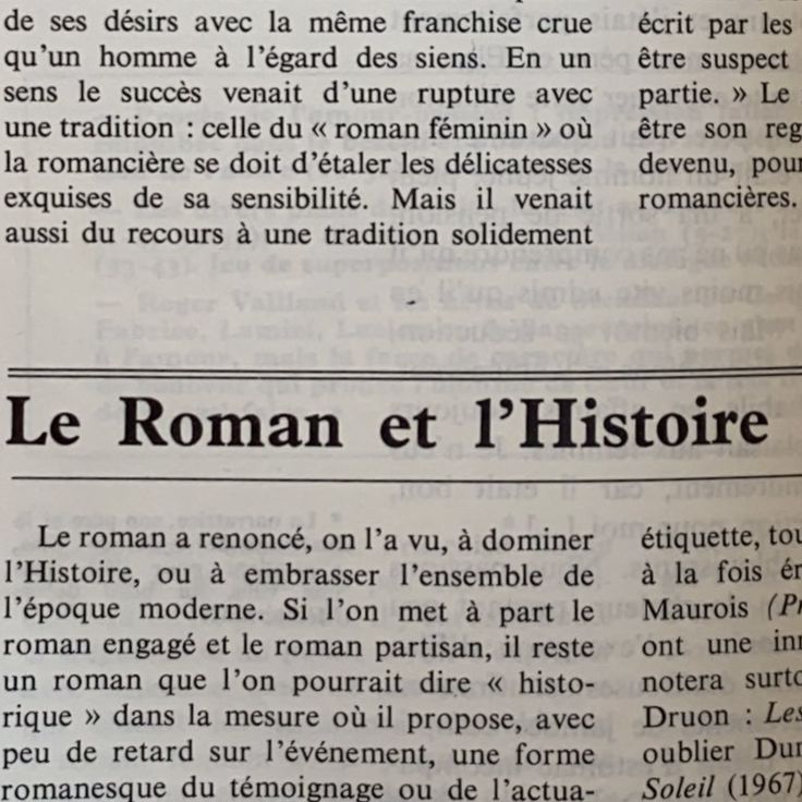 an article in the french newspaper le roman et l'historie