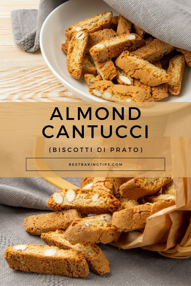 almond cantucci biscotti di prato in a white bowl