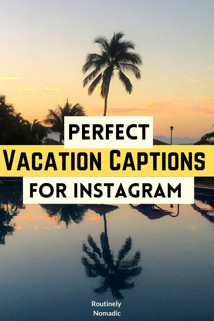 Palm tree reflected in a pool at sunset with Perfect Vacation Captions for Instagram Vacation Picture Captions Instagram, Post Vacation Instagram Captions, Vacation Friends Quotes, Funny Vacation Captions, Happy Vacation Quotes Funny, Baecation Quotes Vacations, Vacation With Friends Captions, Vacation With Friends Quotes, Captions For Trip Pictures With Friends