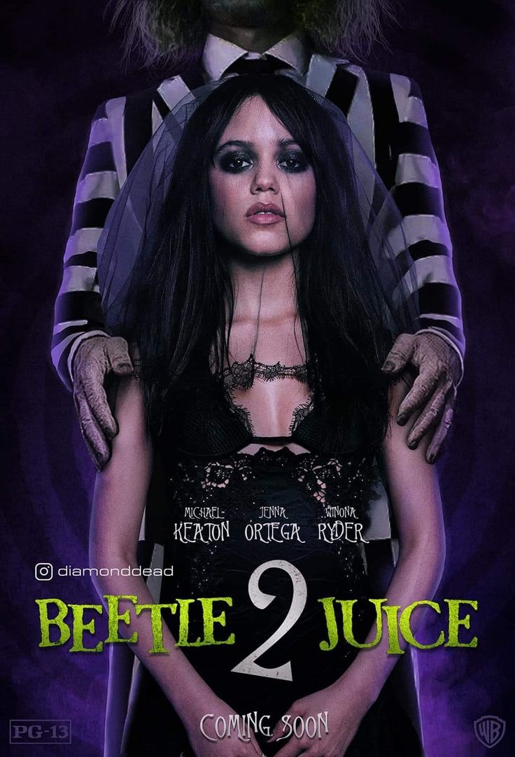 the poster for beetle 2 juice shows a creepy woman with black hair and green eyes