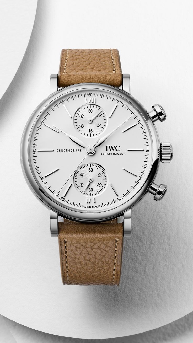 IWC Schaffausen Portofino Chronograph 39 IW391502 Timeless Business Chronograph Watch With Subdials, Timeless Chronograph Watch With Subdials For Business, Timeless Chronograph Watch With Chronometer For Business, White Timeless Chronograph Watch, Timeless Chronograph Business Watch, Elegant Chronograph Watch With Rectangular Dial, Elegant Leather Chronograph Watch With Chronometer, Timeless Chronograph Watch With Chronometer, Elegant Business Chronograph Watch With Subdials