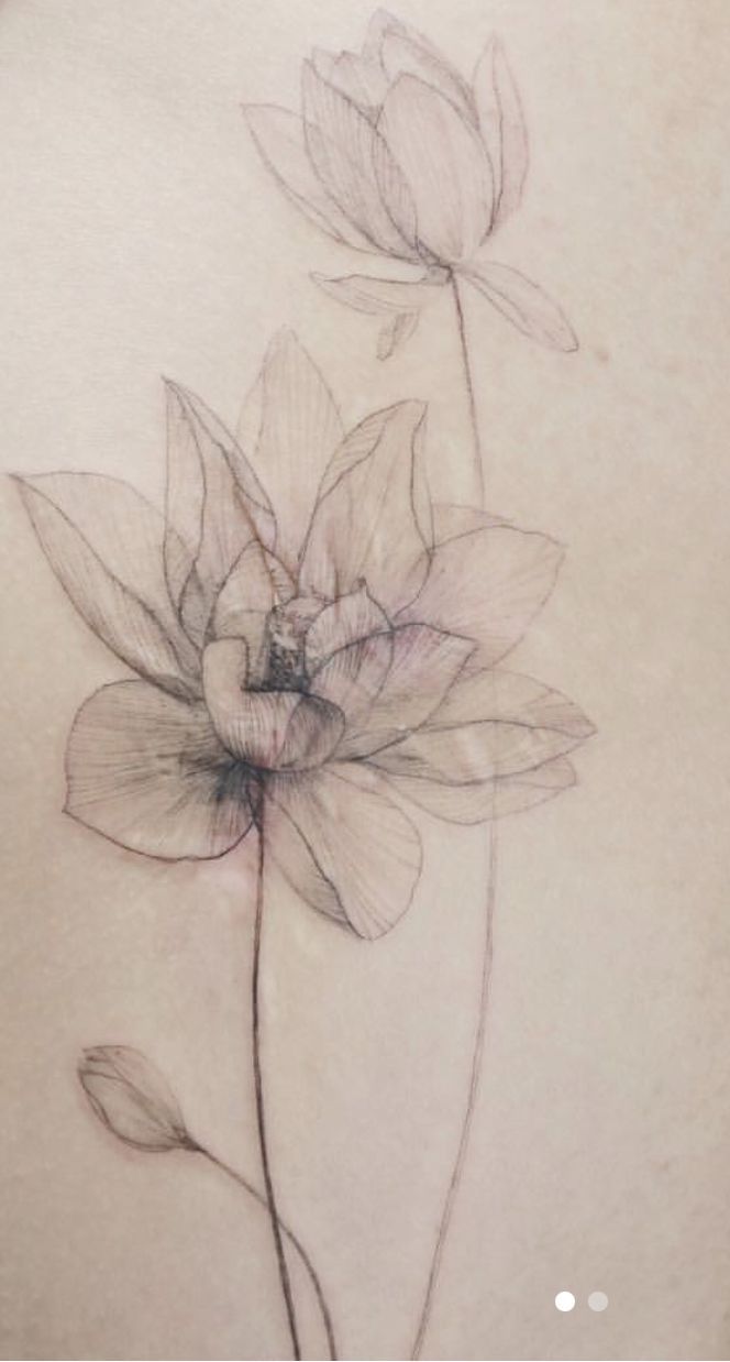 the back of a woman's stomach with flowers drawn on it