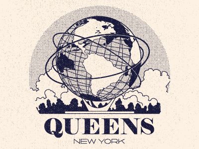 the logo for queens new york, which has an earth globe on top of it