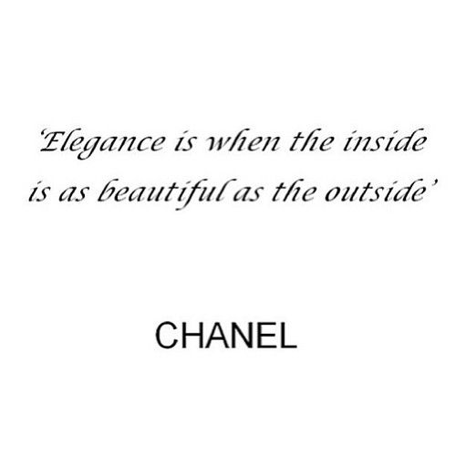 the quote on chanel is written in black and white, with an image of a woman