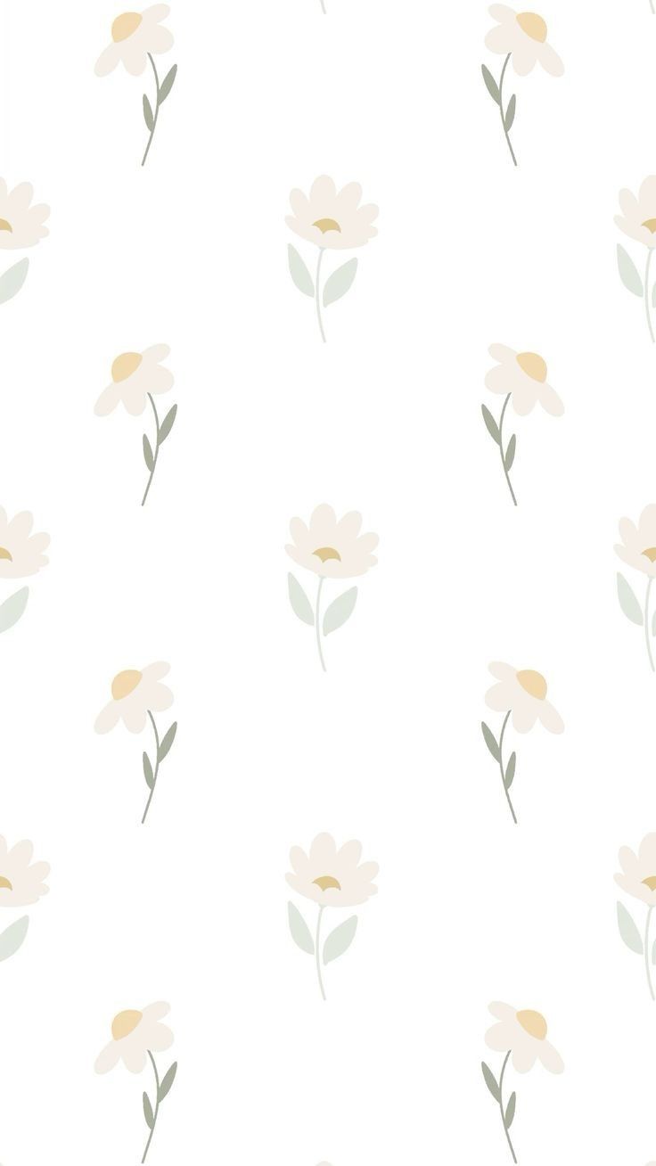 a white wallpaper with flowers and leaves on the back ground, in pastel shades