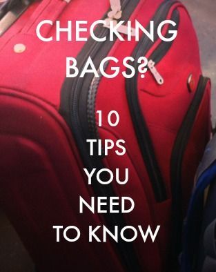 a red piece of luggage with the words checking bags? 10 tips you need to know