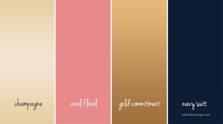 four different color palettes with the words, champagne, gold, and black on them