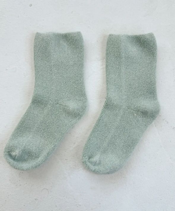 The comfiest socks you can wear, made from a terry cotton. Slip them on and see why they are called cloud socks. Fits women size 6-10. Materials: 85% cotton, 13% poly, 2% spandex Care: machine wash cold, tumble dry. No iron or bleach. Company based in California, products made in South Korea. Comfy Super Soft Socks For Fall, Warm Comfortable Soft Socks, Warm Soft Comfortable Socks, Super Soft Snug Socks For Fall, Super Soft Cozy Solid Socks, Comfy Soft Socks For Fall, Comfortable Soft Socks, Cozy Super Soft Solid Color Socks, Cozy Solid Color Super Soft Socks