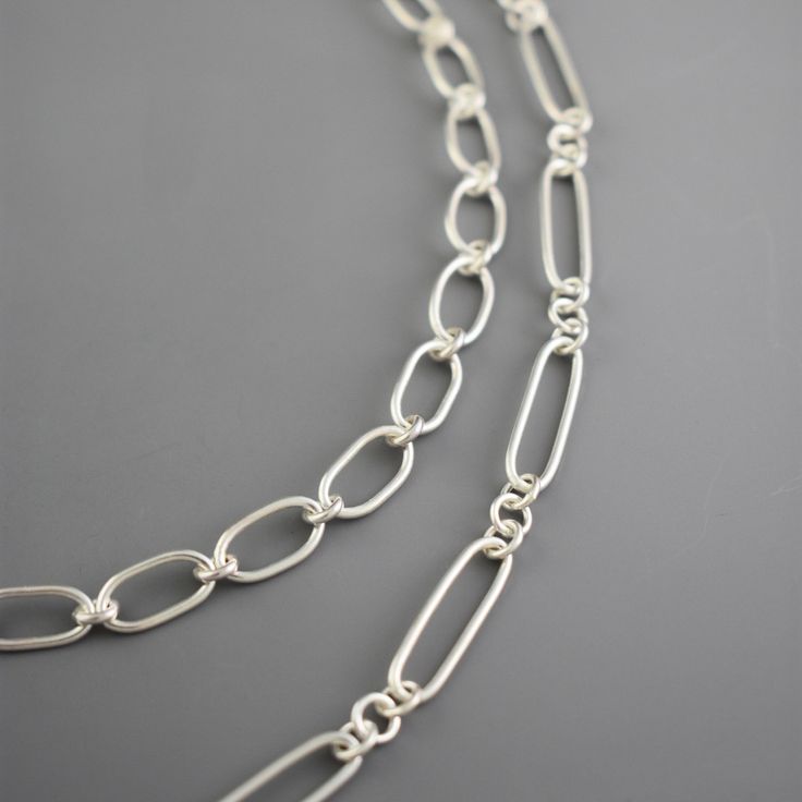 Heavy handmade sterling silver chains Link Bracelets Handmade, Handmade Silver Chain Necklace, Handmade Chain Necklace, Diy Chain Necklace, Handmade Chain Jewelry, Handmade Chains, Handmade Silver Chain, Sterling Silver Bracelets Handmade, Chain Types