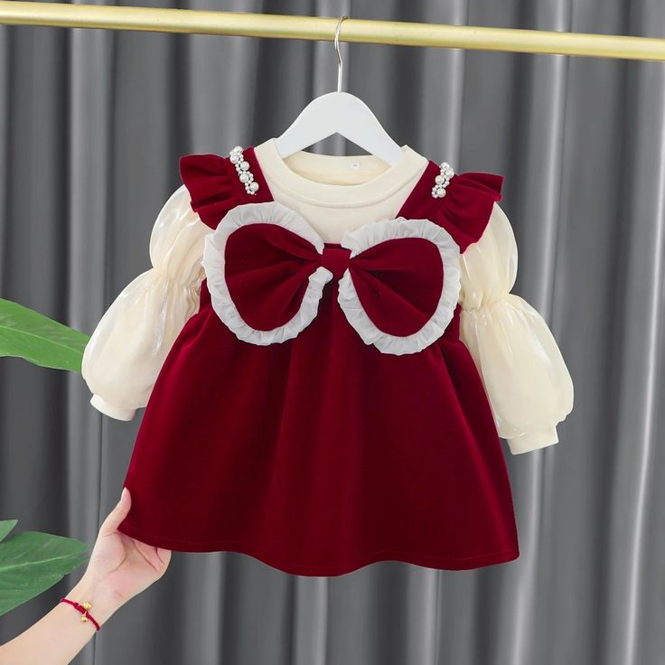 Autumn Toddler Winter Baby Girls Dress Kids Red Christmas New Year Plush Warm Dress Infant Clothing Set Top+skirt For 1-4 Years https://halalzen.com/products/autumn-toddler-winter-baby-girls-dress-kids-red-christmas-new-year-plush-warm-dress-infant-clothing-set-top-skirt-for-1-4-years Halalzen #Bestseller Warm Dress, Girls Winter Dresses, Christmas Dress Baby, Kids Winter Fashion, Baby Girls Dress, Lace Dress Design, Girl Sleeves, Baby Dress Design, Toddler Winter