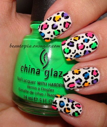 Neon leopard nail art Ongles Gel Violet, Leopard Nail Designs, Leopard Nail Art, Cheetah Print Nails, Neon Nail Polish, Cheetah Nails, Leopard Print Nails, Print Nails, Leopard Nails