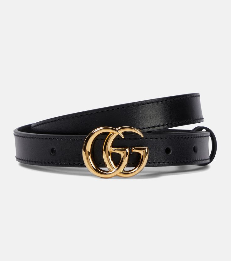 GG leather belt in black - Gucci | Mytheresa Bold Gold Jewelry, Ysl Belt, Spring Sunglasses, Gg Logo, Gucci Gg Marmont, Belt Leather, Gg Marmont, Classic Bags, Gucci Accessories