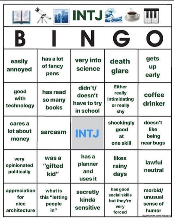 Intj T Aesthetic, Intj Bingo, Intj Things, Intj Female, Mbti Functions, Intj Characters, Intj Humor, Entp And Intj, Intj Women