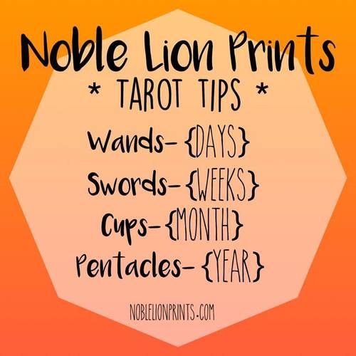 an orange and yellow background with the words noble lion prints tarot tips on it