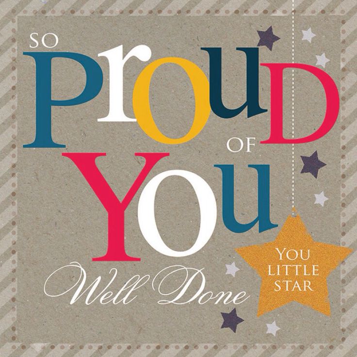 a card with the words proud to you and stars