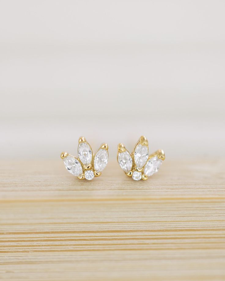 Crafted from gold-vermeil with a cluster of crystals, these earrings make the perfect finishing touch for any look. Dainty and delicate, these earrings will add just the right amount of sparkle. Sparkling Gold Cluster Earrings For Anniversary, Gold Cluster Earrings With Cubic Zirconia, Gold Cluster Earrings For Anniversary, Gold Cluster Earrings In 14k, Gold Cluster Jewelry With Sparkling Stones, Sparkling 14k Gold Earrings For Wedding, Sparkling 14k Gold Wedding Earrings, Delicate Gold Cluster Earrings For Anniversary, Delicate Sparkling Gold Earrings