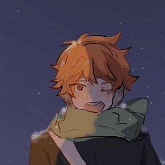 an anime character with red hair and brown eyes wearing a black jacket, standing in front of the night sky