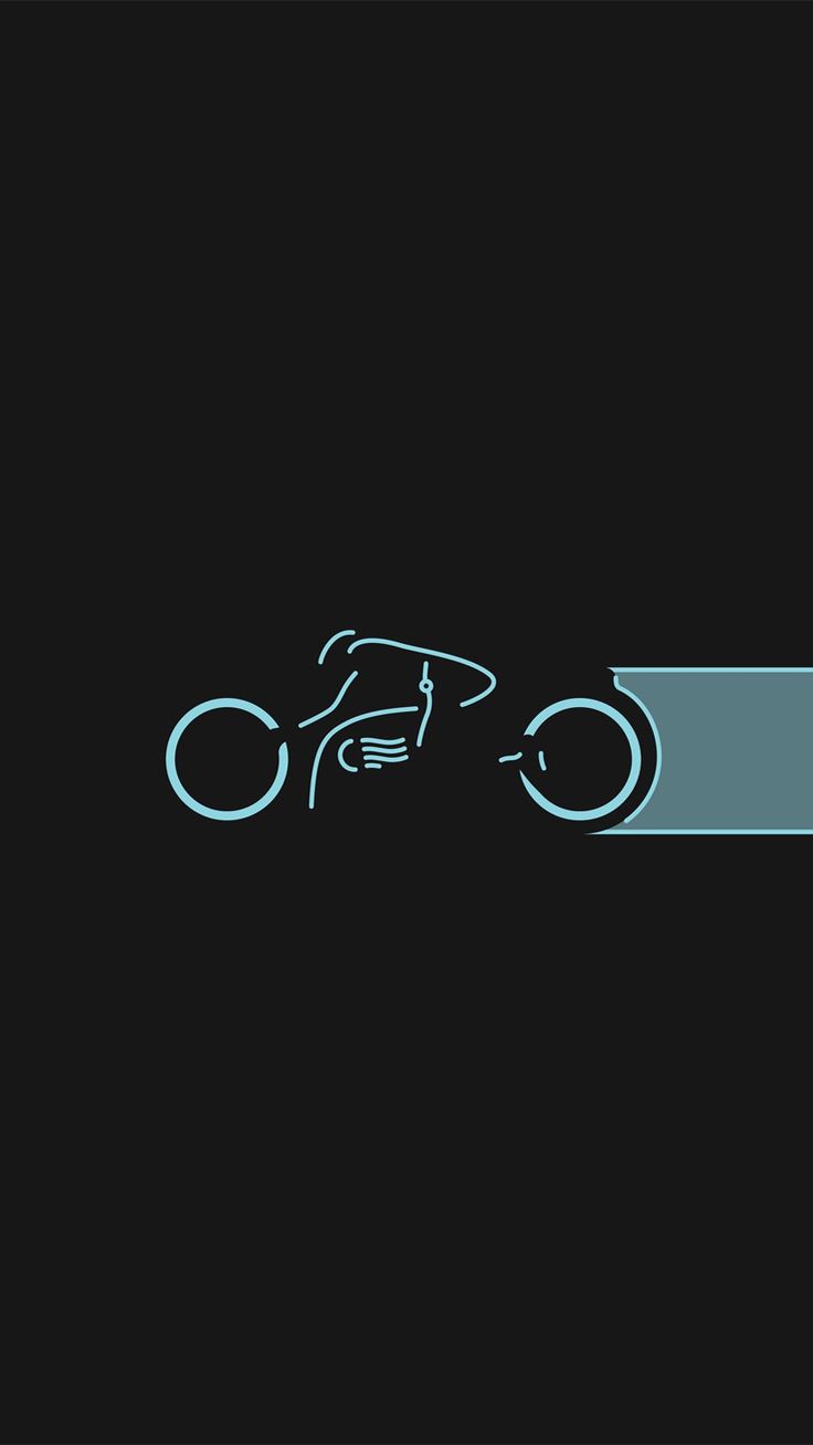 a blue line drawing of a person riding a bike on a black background with an arrow pointing to the left