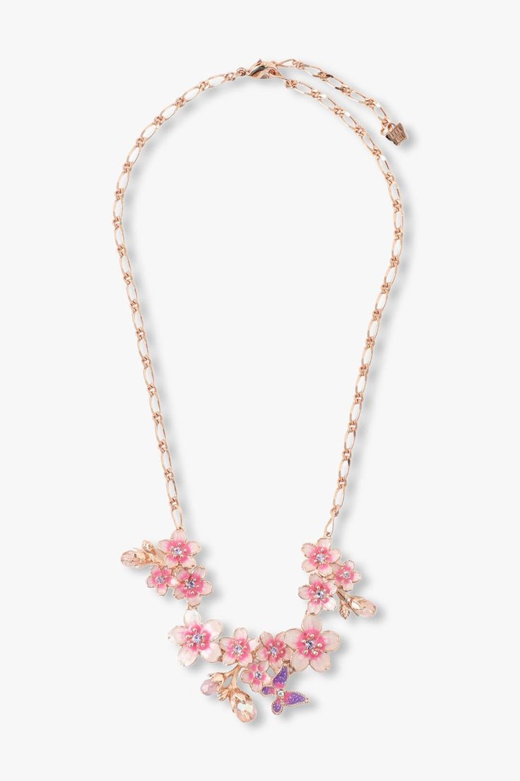 Lesserafim Smart, Cherry Blossom Fashion, Icebox Jewelry, Jewelry Png, Anna Sui Runway, Cherry Blossom Jewelry, Vendome Jewelry, Pink Flower Necklace, Cherry Blossom Ring